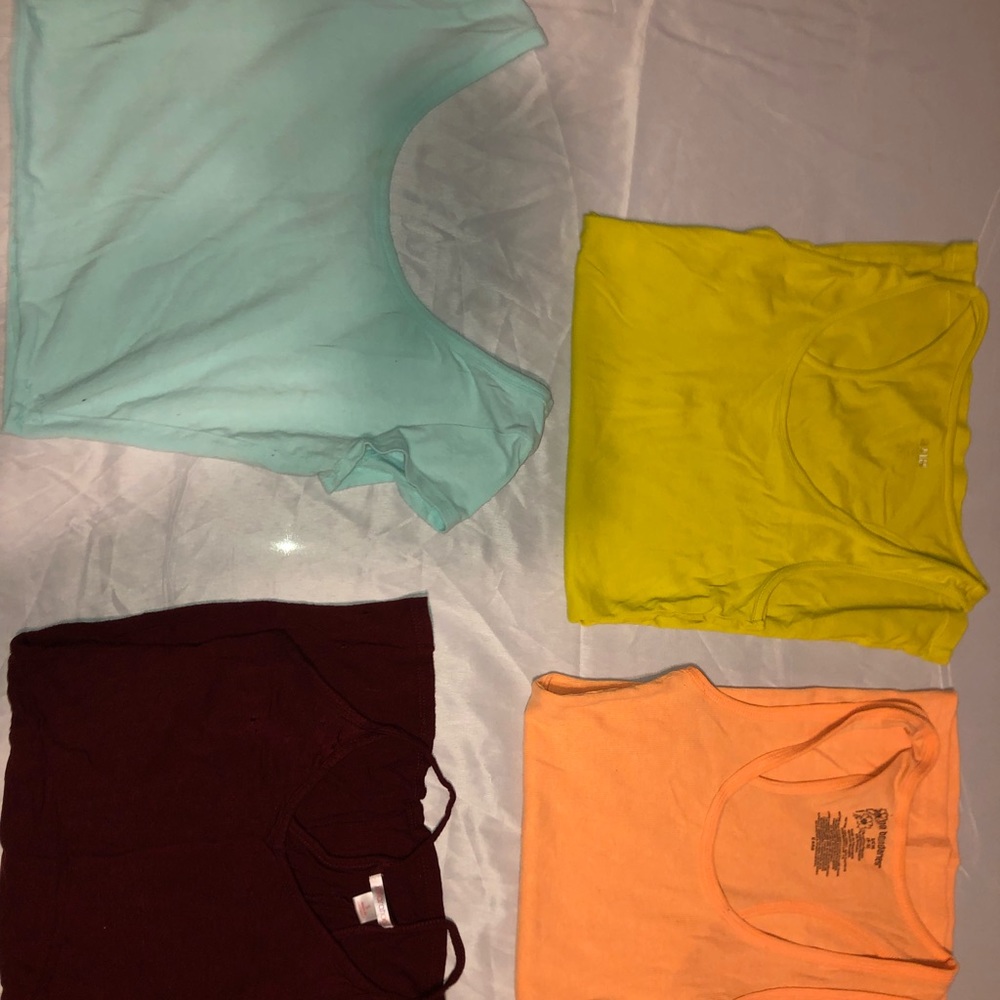 Multiple Tank-Tops and Blue Crop Top